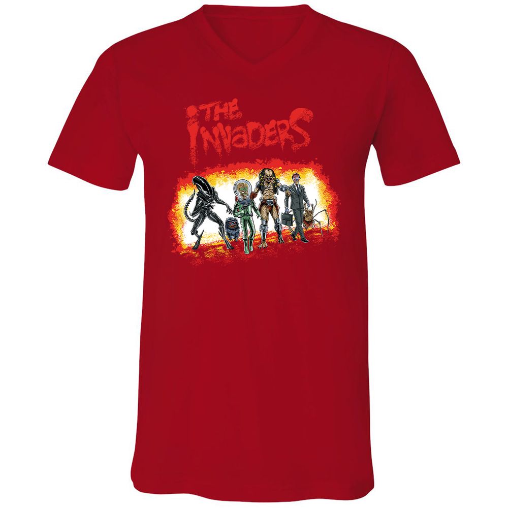 Unisex V-Neck T-Shirt - Y2T8TR4X - Red - 3