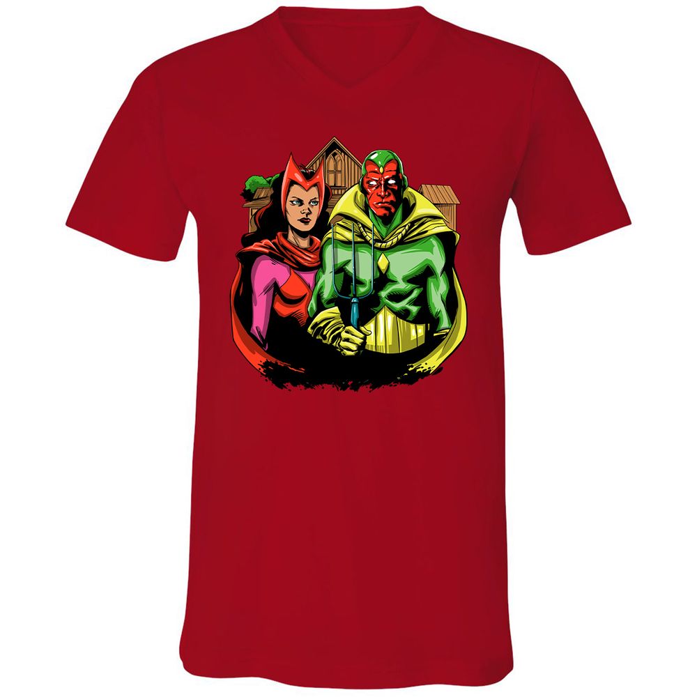 Unisex V-Neck T-Shirt - 5U655XYT - Red - 3