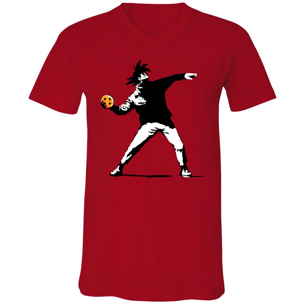Unisex V-Neck T-Shirt - KEVQBWVK - Red - 3