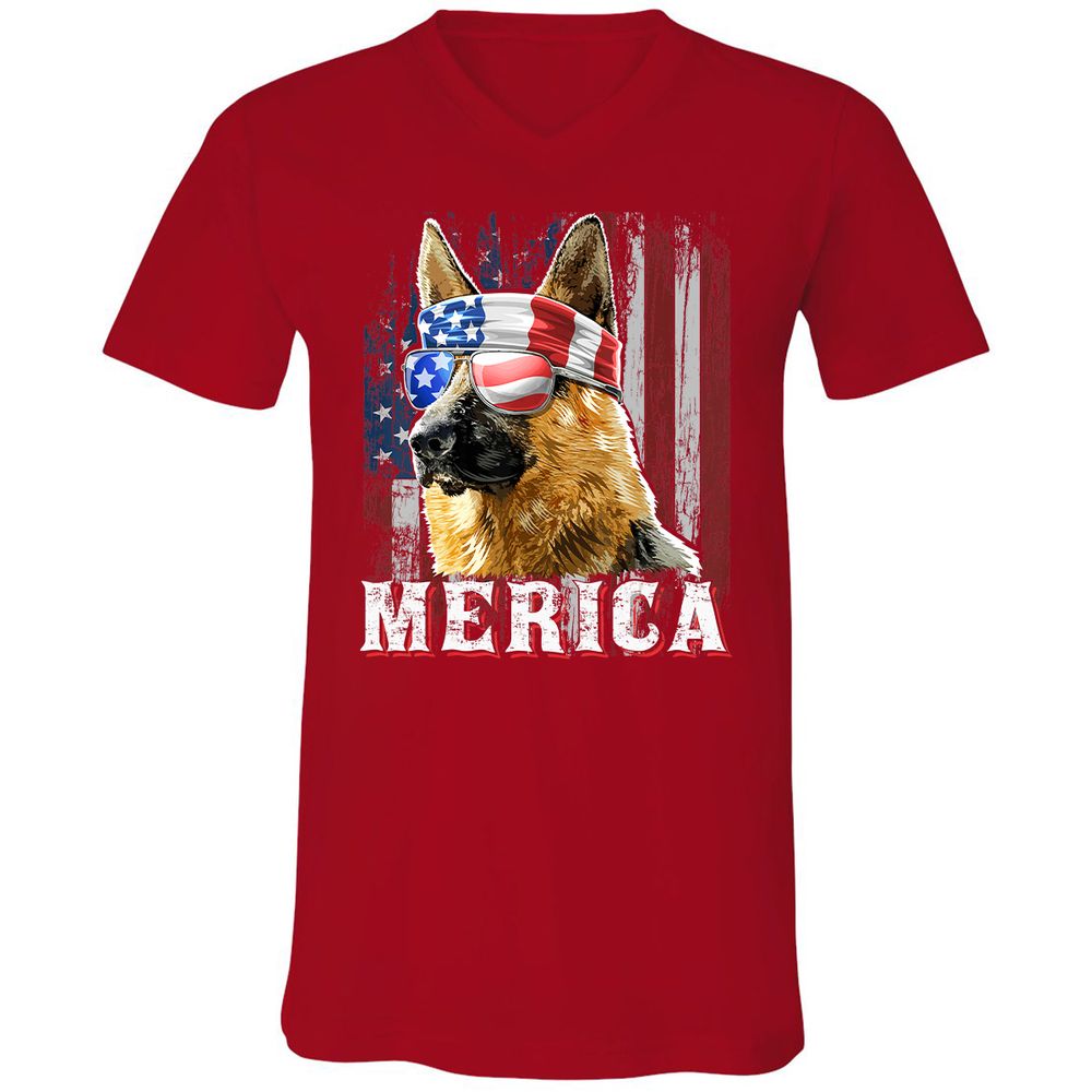 Unisex V-Neck T-Shirt - Q5F2LQ4F - Red - 3