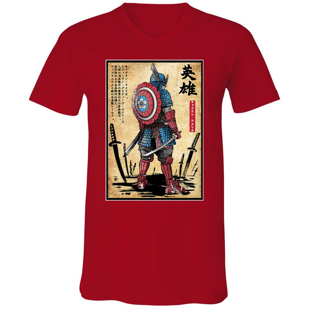 Unisex V-Neck T-Shirt - VGYMDNKQ - Red - 3