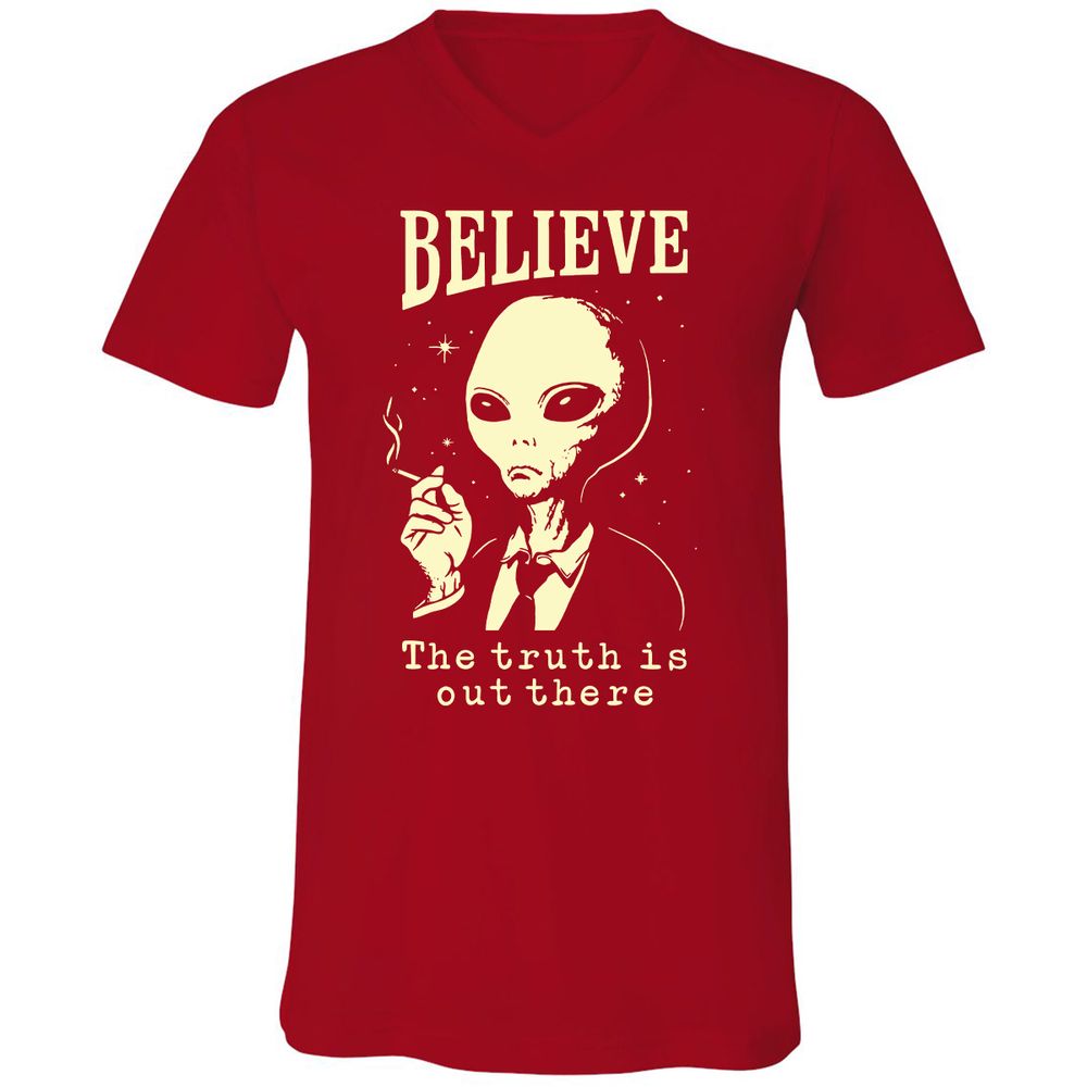 Unisex V-Neck T-Shirt - SNB6TE8J - Red - 3