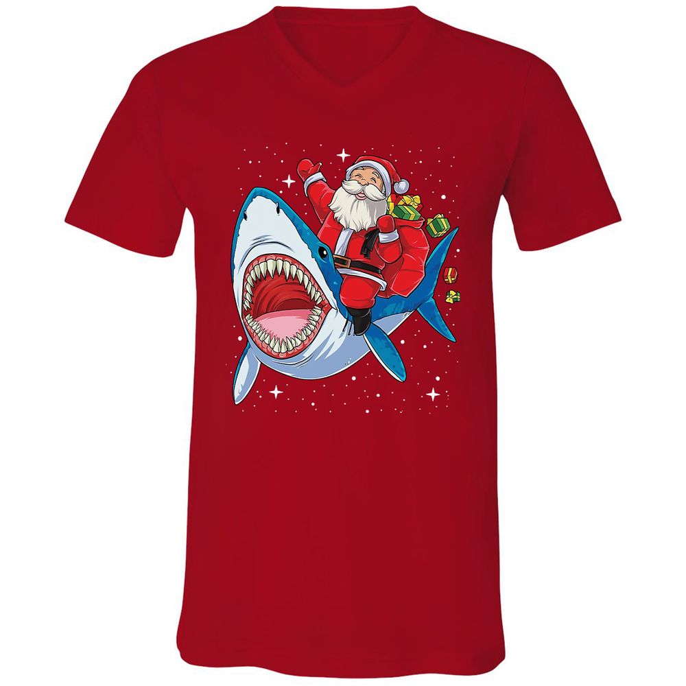 Unisex V-Neck T-Shirt - QE6P68LP - Red - 3