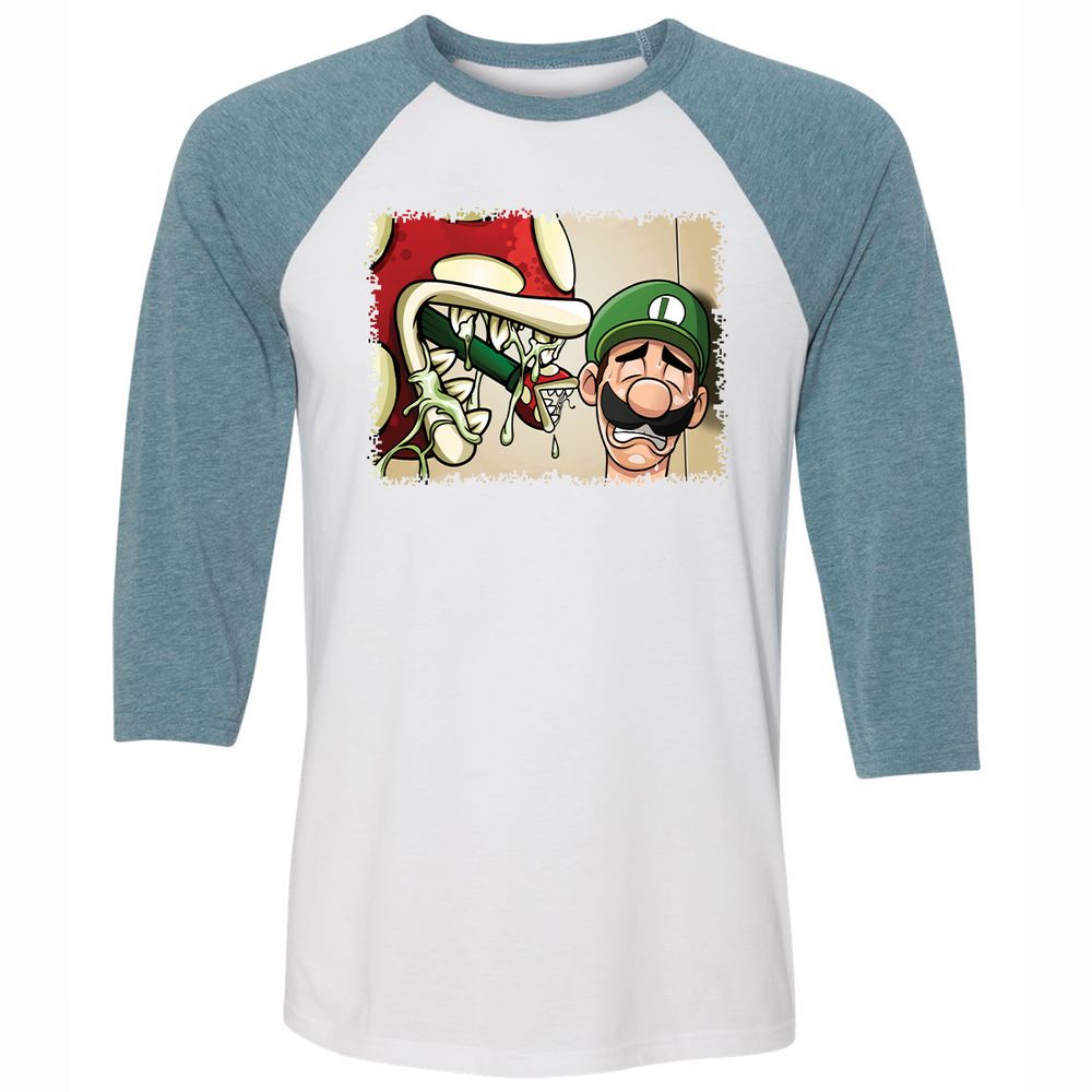 Unisex 3/4 Baseball Tee - NGAELQJF - White/Denim - 3