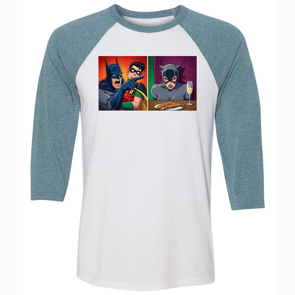 Bat Yelling at Catwoman - White/Denim - 3