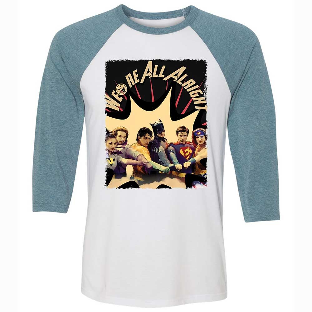 Unisex 3/4 Baseball Tee - J55144CC - White/Denim - 3