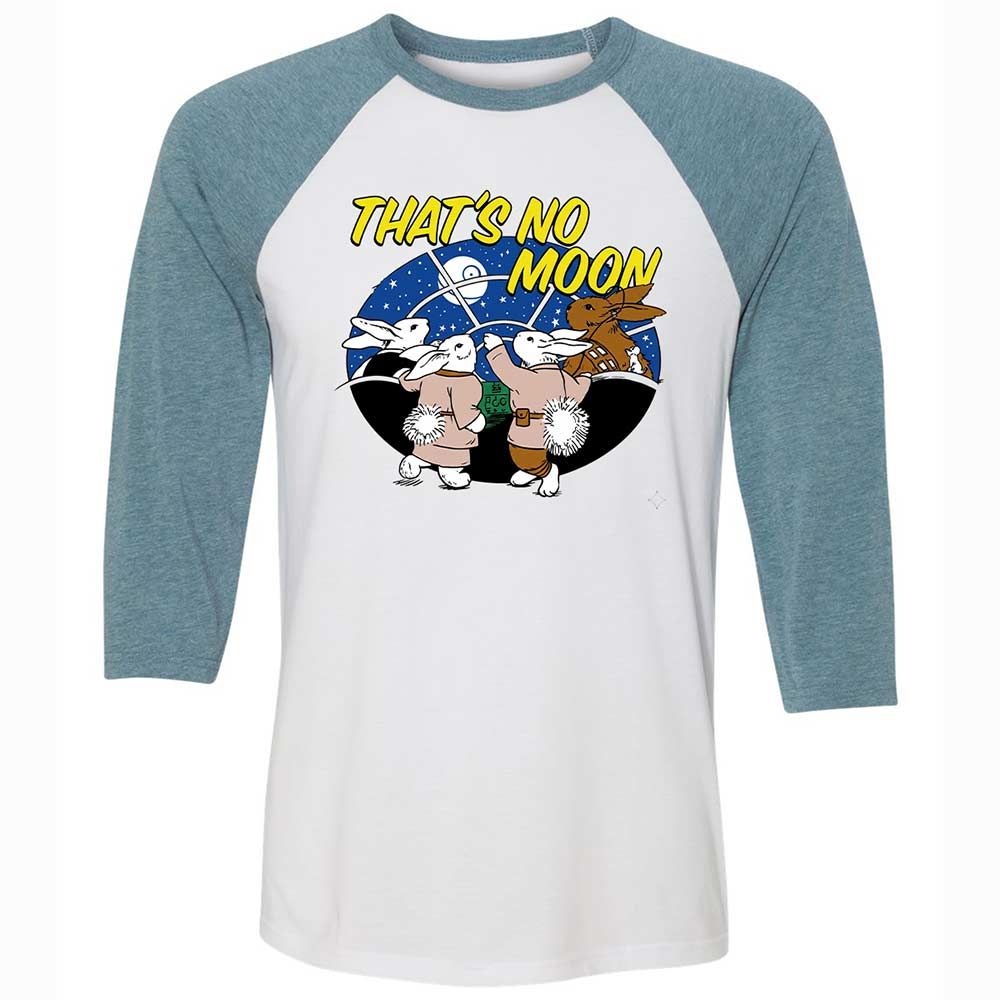 Unisex 3/4 Baseball Tee - White - White/Denim - 3
