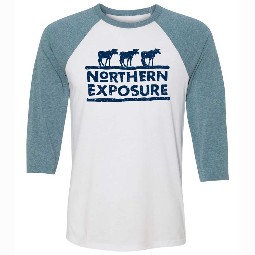 Unisex 3/4 Baseball Tee - RQXCVSQS - White/Denim - 3