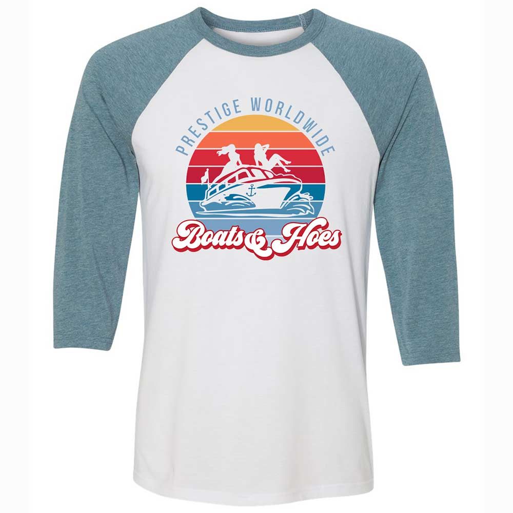 Unisex 3/4 Baseball Tee - M9C4R1F7 - White/Denim - 3
