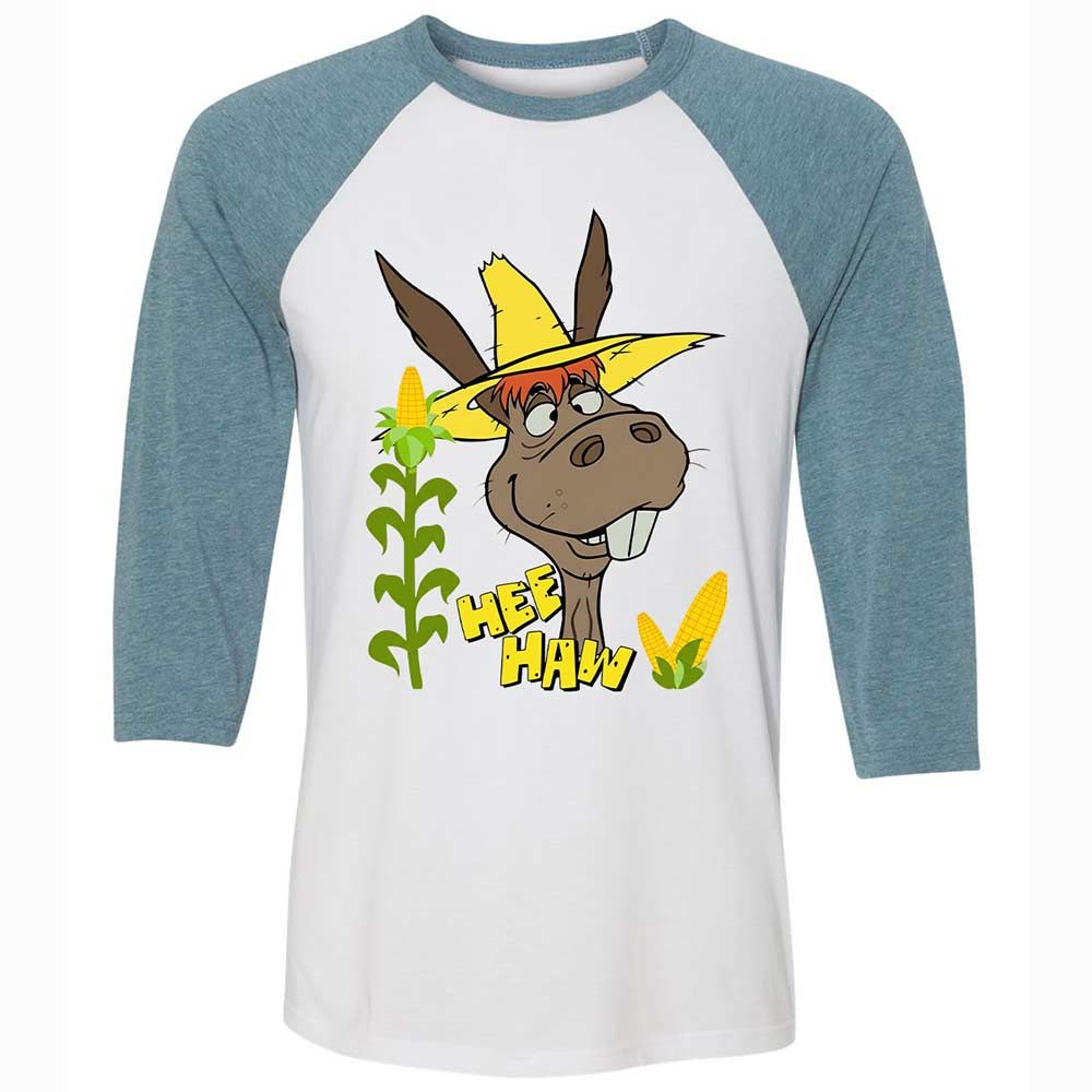 Unisex 3/4 Baseball Tee - HZW3T5WU - White/Denim - 3