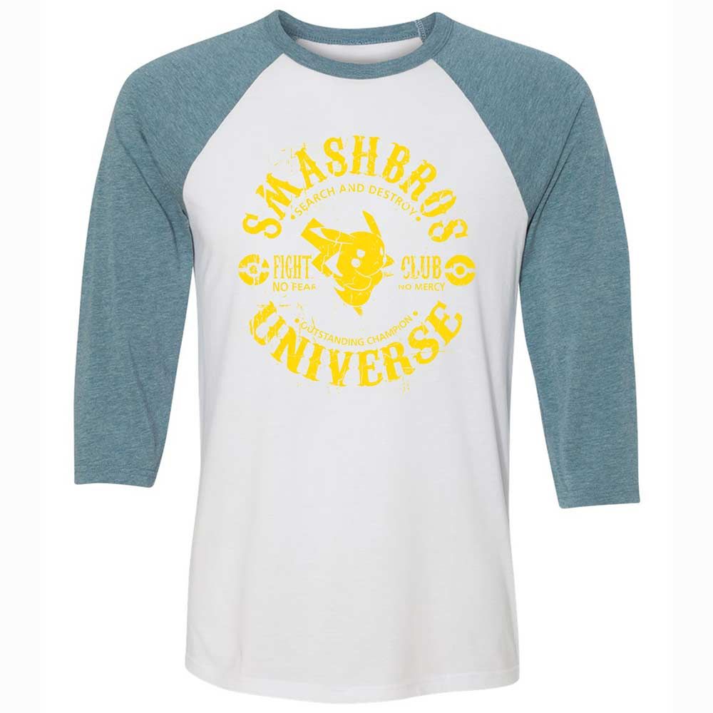 Unisex 3/4 Baseball Tee - GYJFH7M5 - White/Denim - 3