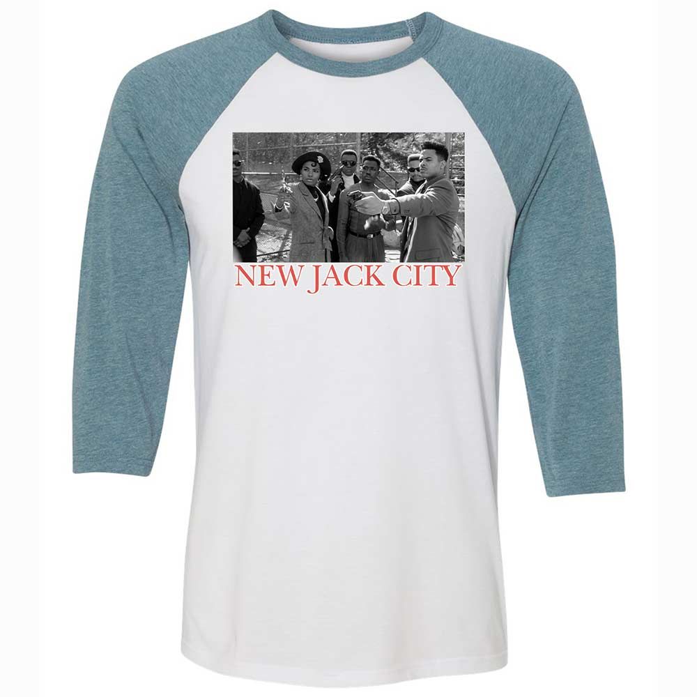 Unisex 3/4 Baseball Tee - KKRDCX2W - White/Denim - 3