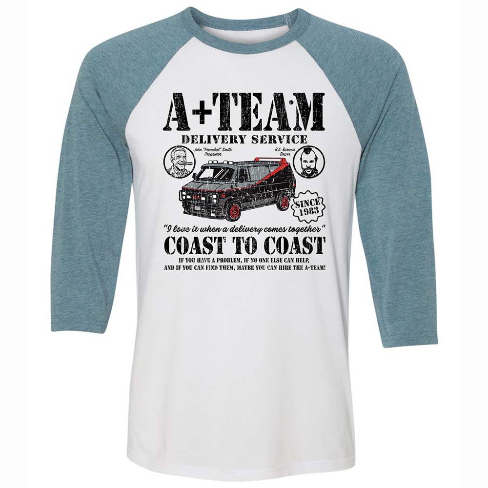 Unisex 3/4 Baseball Tee - FHTENH65 - White/Denim - 3