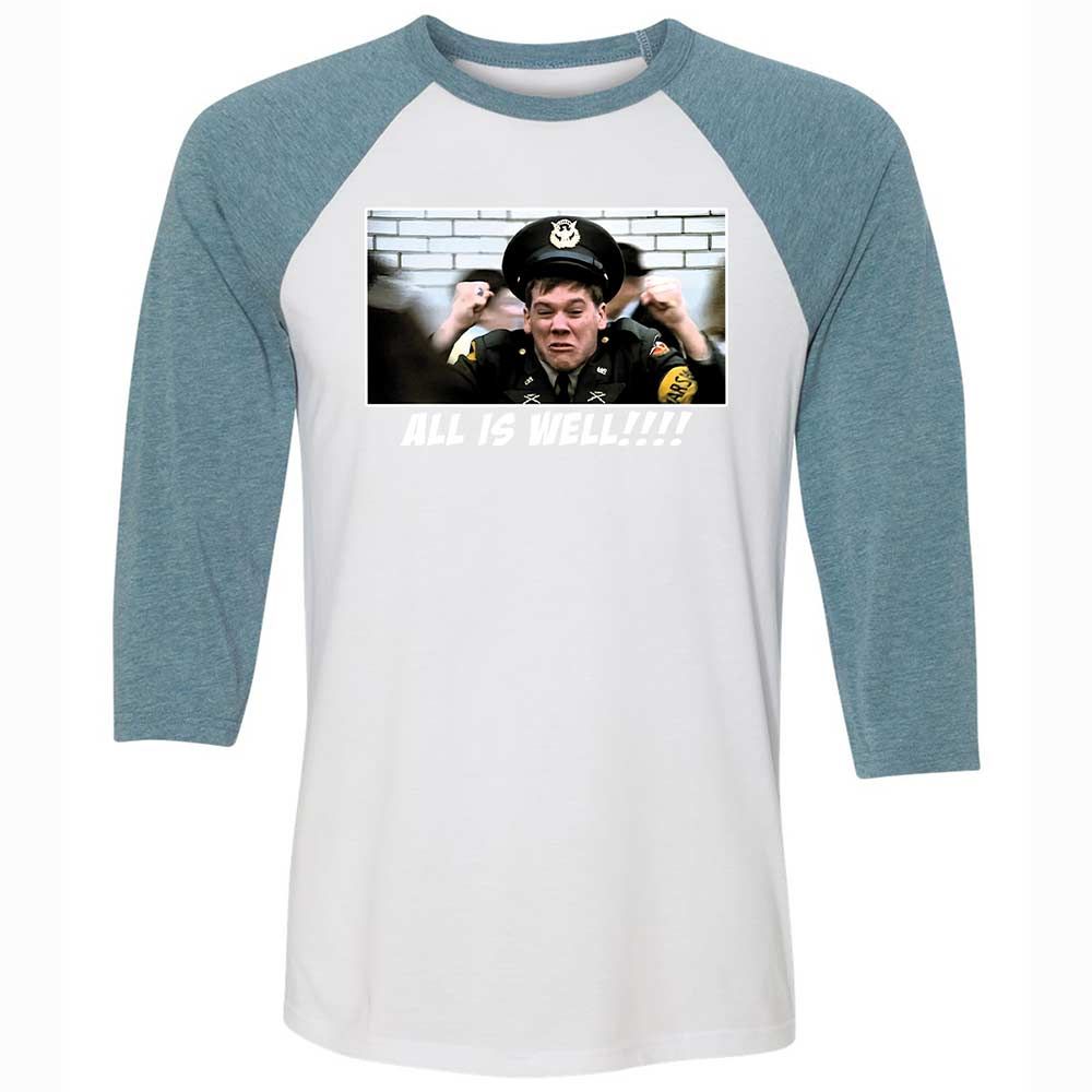 Unisex 3/4 Baseball Tee - ZE9NV7R1 - White/Denim - 3