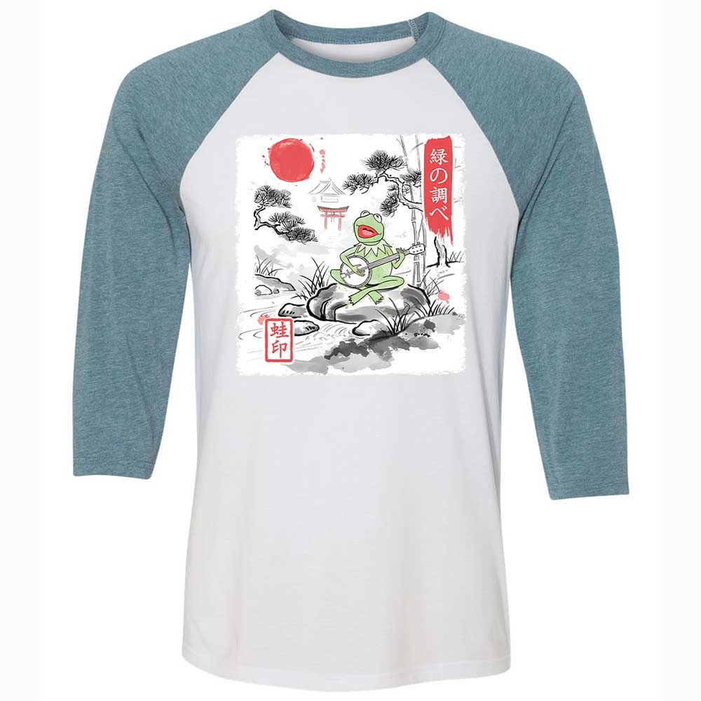 Unisex 3/4 Baseball Tee - DTFZMT88 - White/Denim - 3