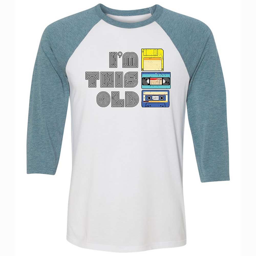 Unisex 3/4 Baseball Tee - Black - White/Denim - 3