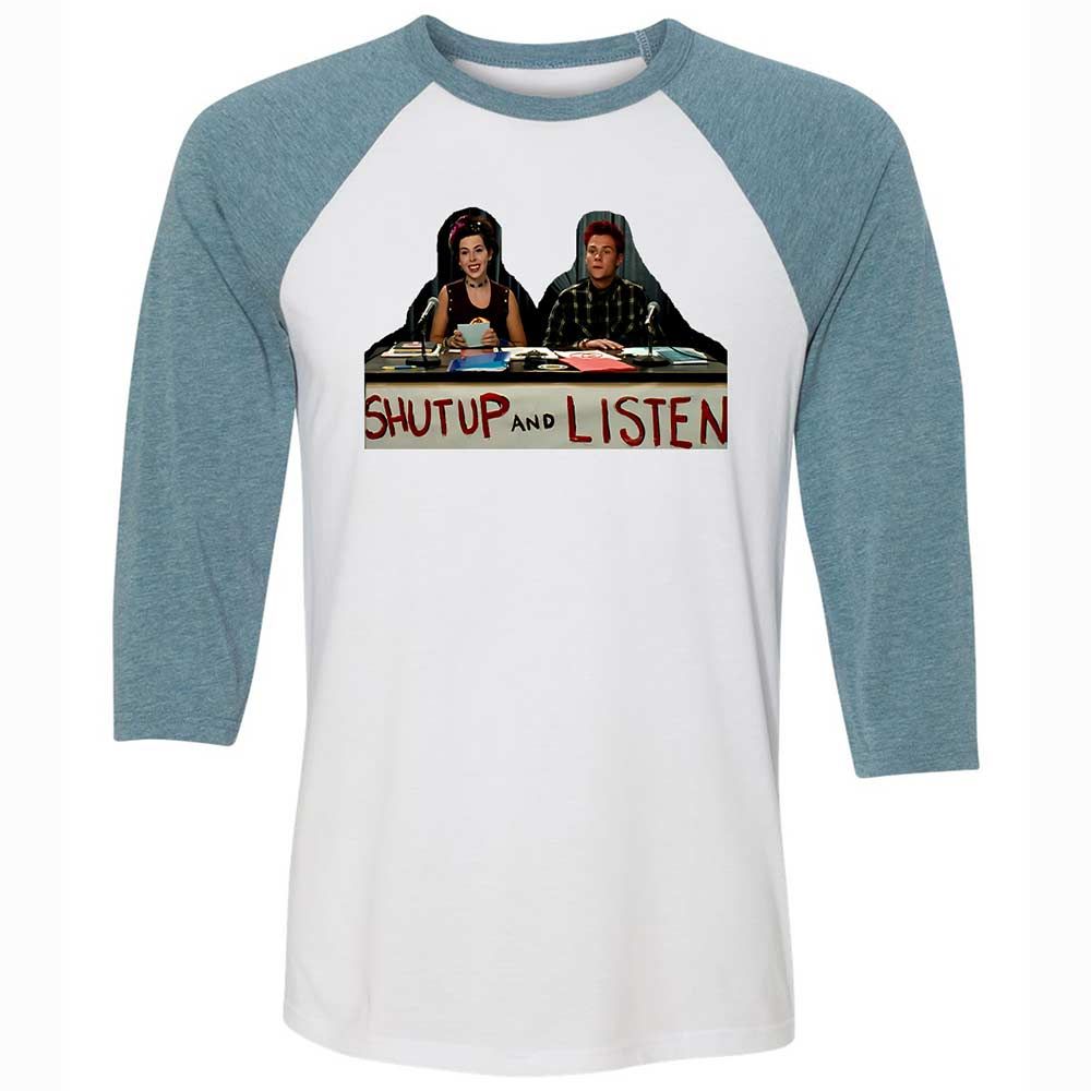 Unisex 3/4 Baseball Tee - QSFB98ZM - White/Denim - 3