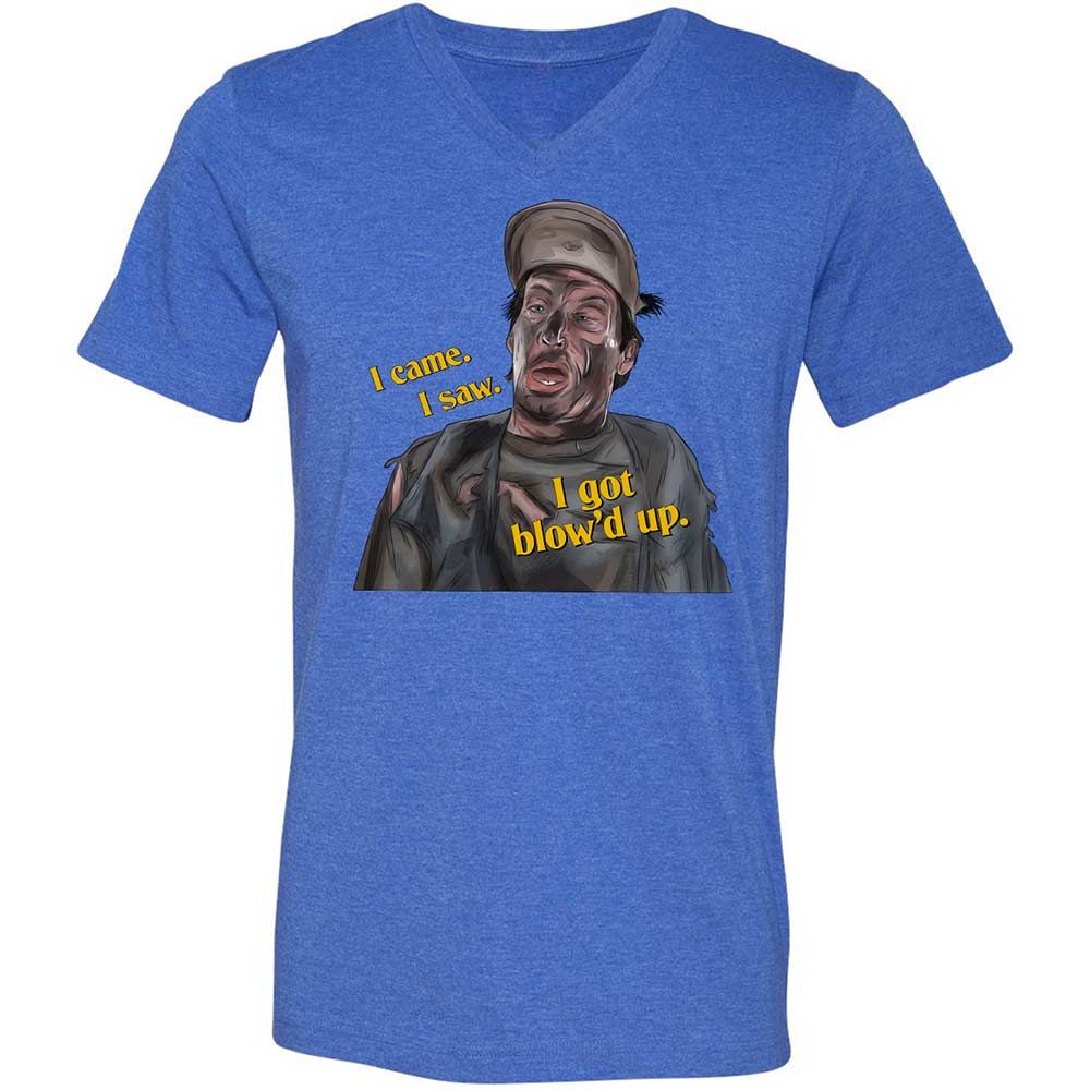 Unisex V-Neck T-Shirt - QT35AN93 - Heather True Royal - 4