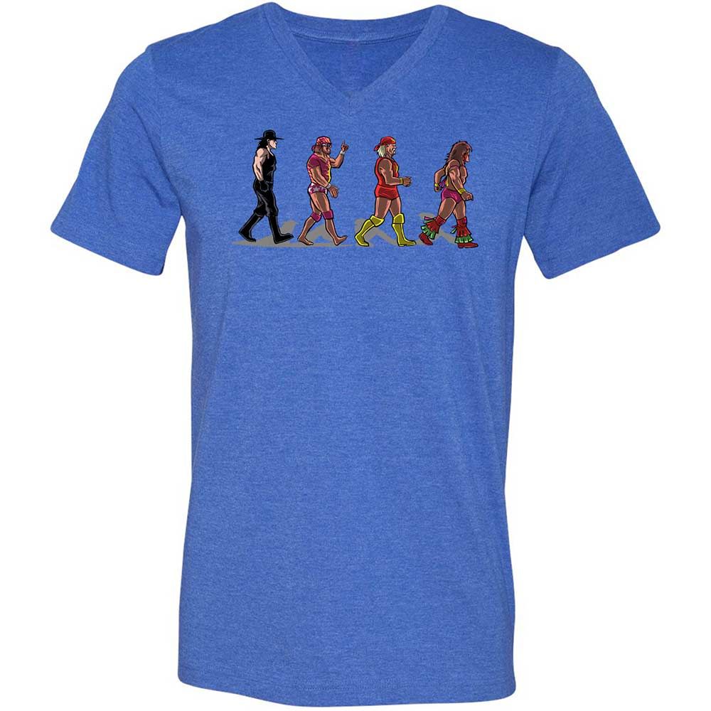 Unisex V-Neck T-Shirt - K9SA8NGQ - Heather True Royal - 4