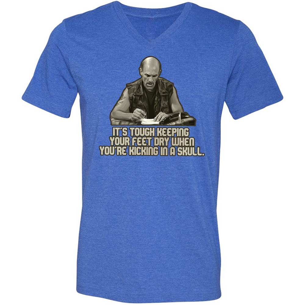 Unisex V-Neck T-Shirt - 5HPLX7QQ - Heather True Royal - 4