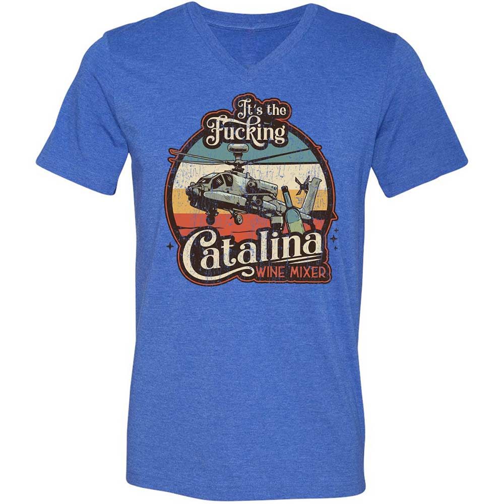 Unisex V-Neck T-Shirt - RTGQRCQB - Heather True Royal - 4