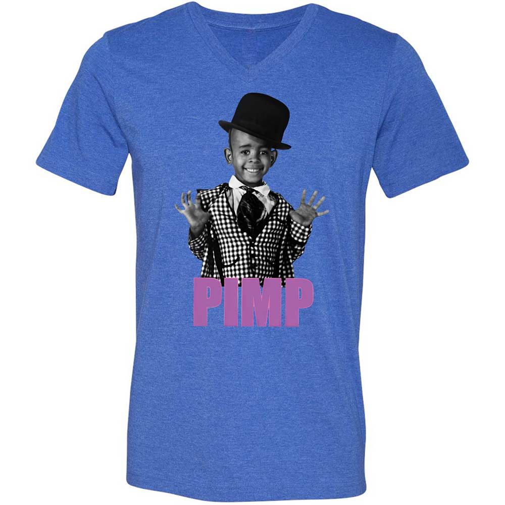 Unisex V-Neck T-Shirt - 374P7CU8 - Heather True Royal - 4