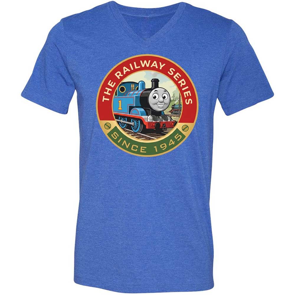 Unisex V-Neck T-Shirt - XJKM4V6F - Heather True Royal - 4