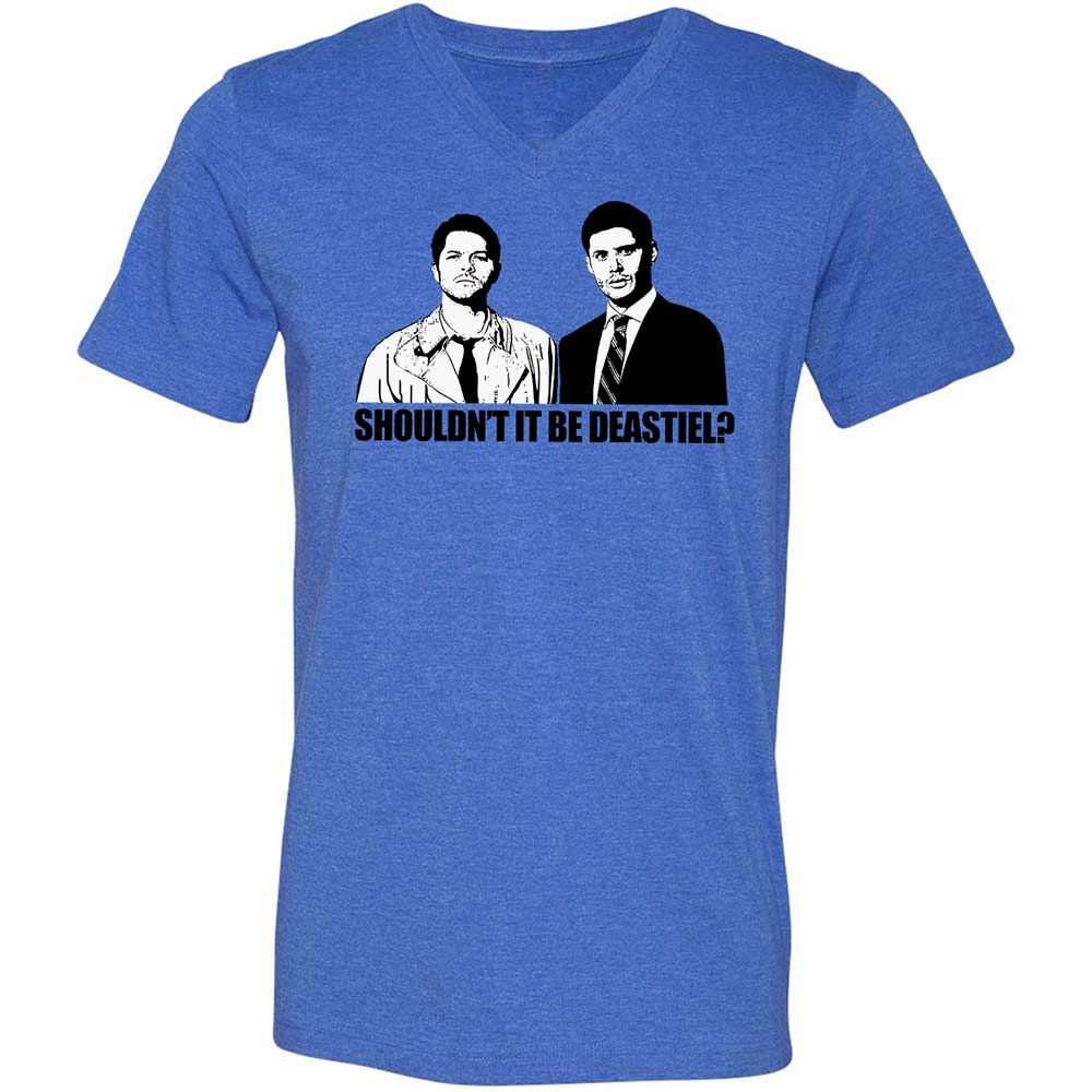 Unisex V-Neck T-Shirt - 67J8GAV5 - Heather True Royal - 4
