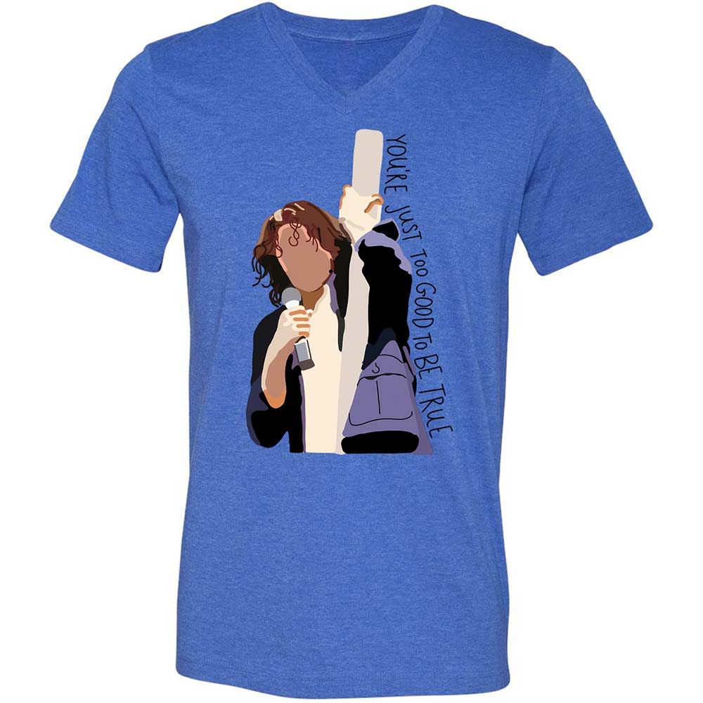 Unisex V-Neck T-Shirt - G9K2V2PQ - Heather True Royal - 4