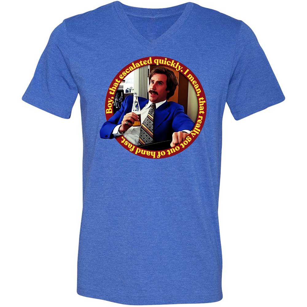 Unisex V-Neck T-Shirt - HZVBRTN8 - Heather True Royal - 4