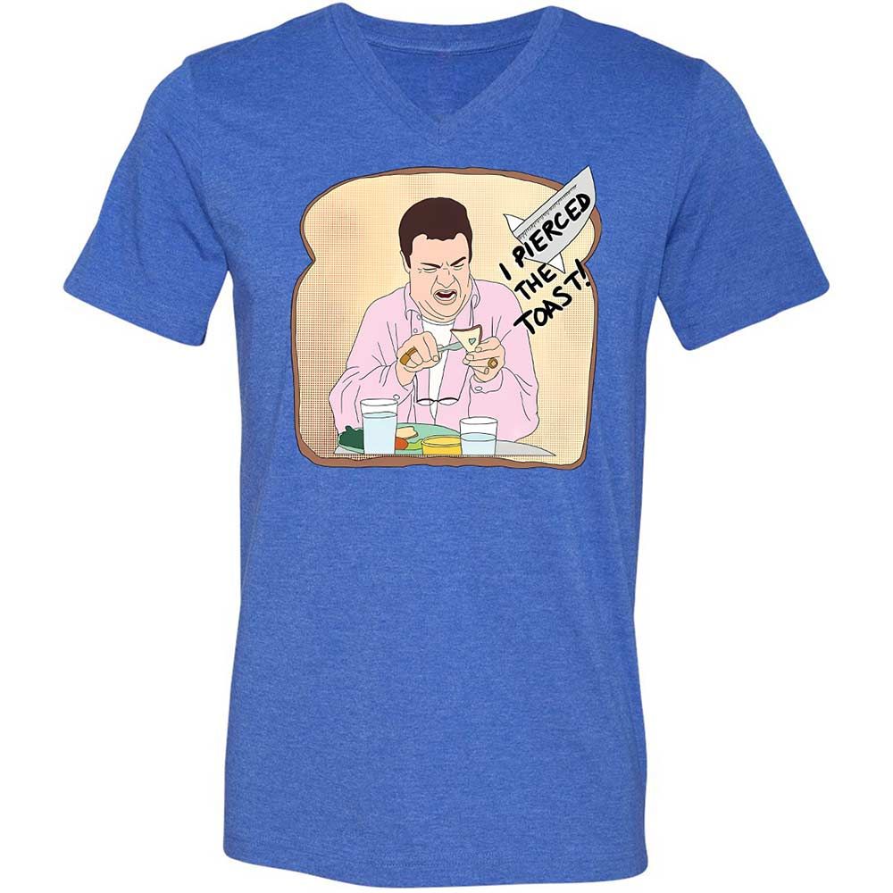 Unisex V-Neck T-Shirt - BRLLBDFF - Heather True Royal - 4