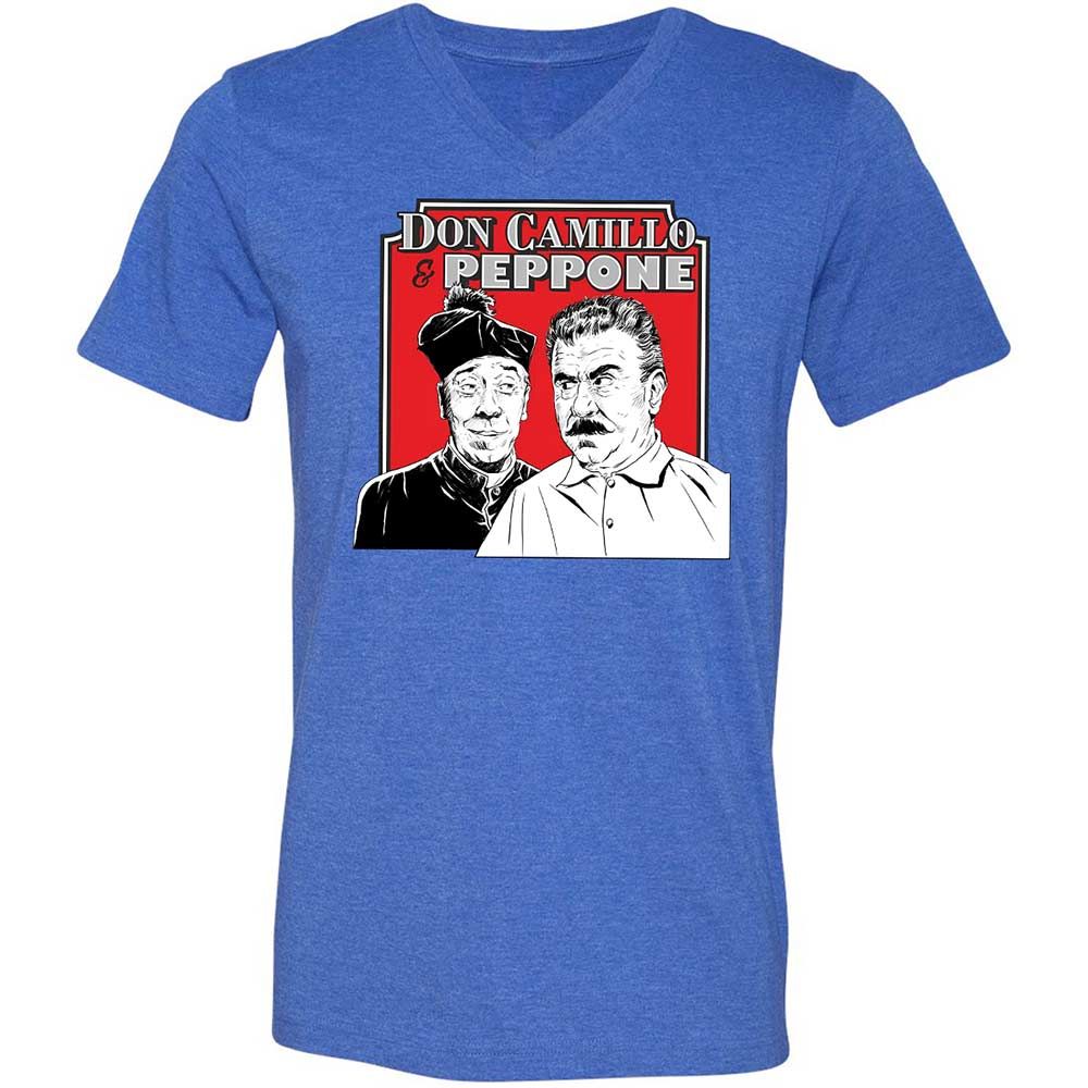 Unisex V-Neck T-Shirt - ELKB8KYS - Heather True Royal - 4