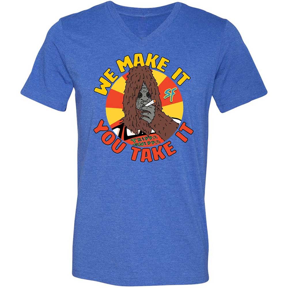 Unisex V-Neck T-Shirt - H43PUMHM - Heather True Royal - 4