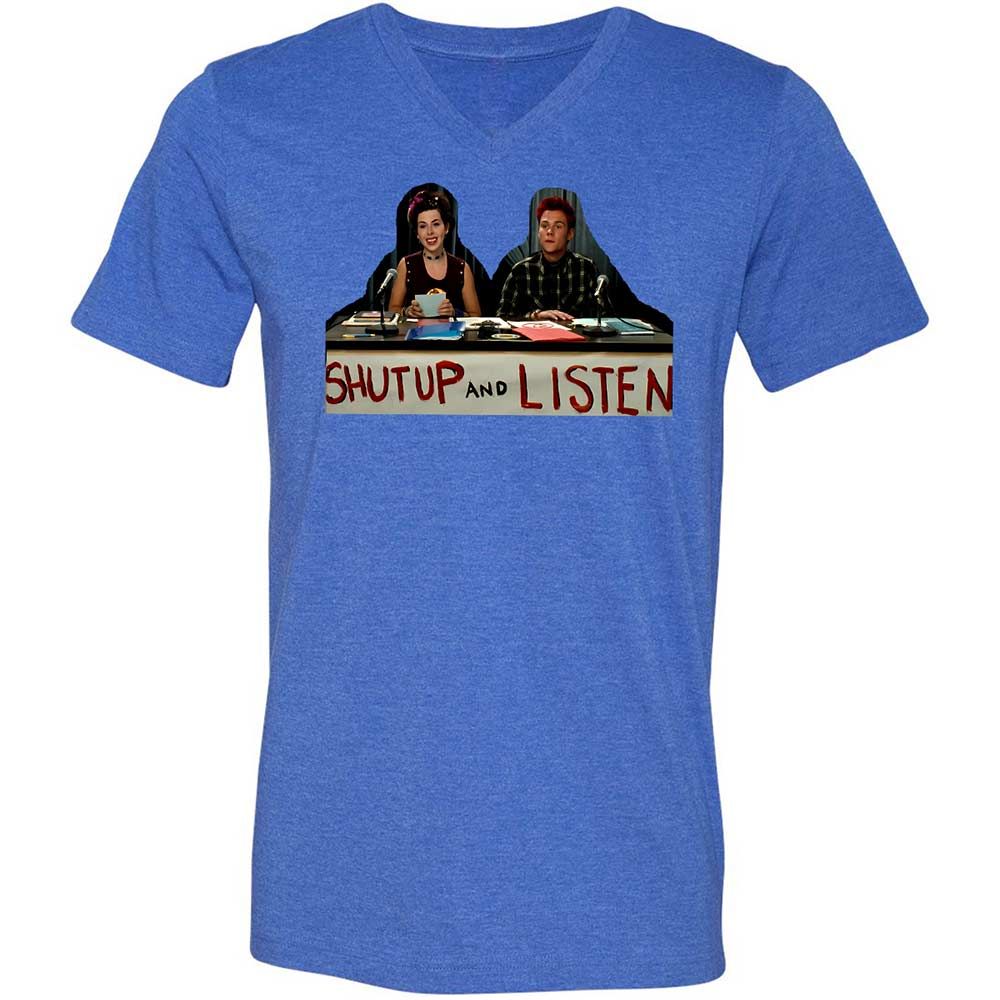Unisex V-Neck T-Shirt - E4R5B8YE - Heather True Royal - 4