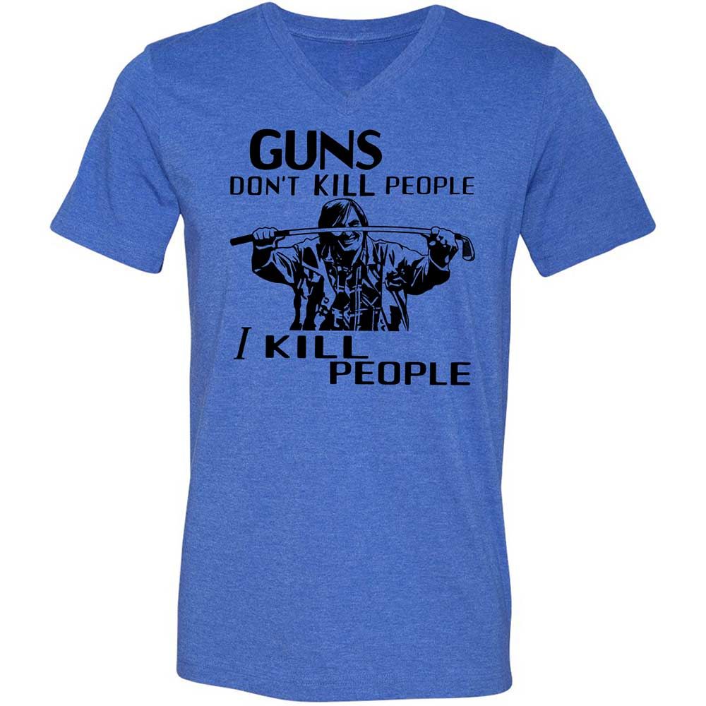 Unisex V-Neck T-Shirt - F37QJMZP - Heather True Royal - 4