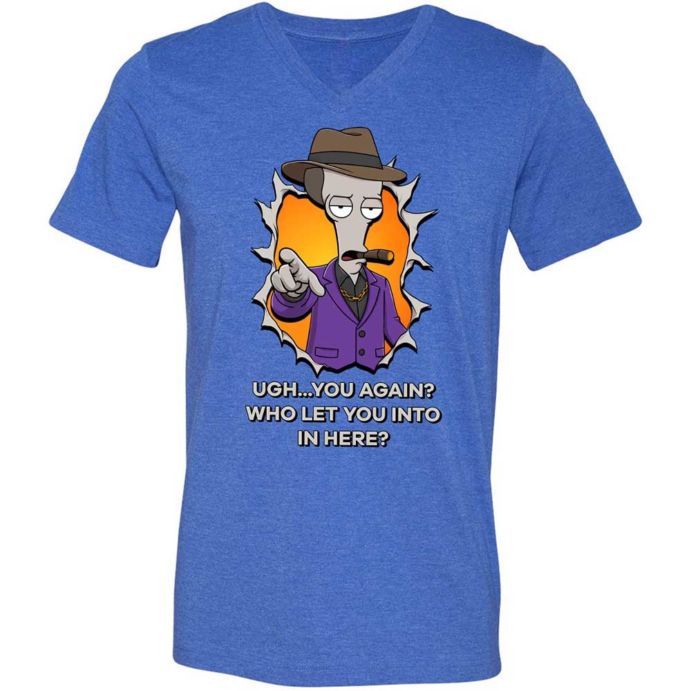 Unisex V-Neck T-Shirt - BXRKX8ND - Heather True Royal - 4