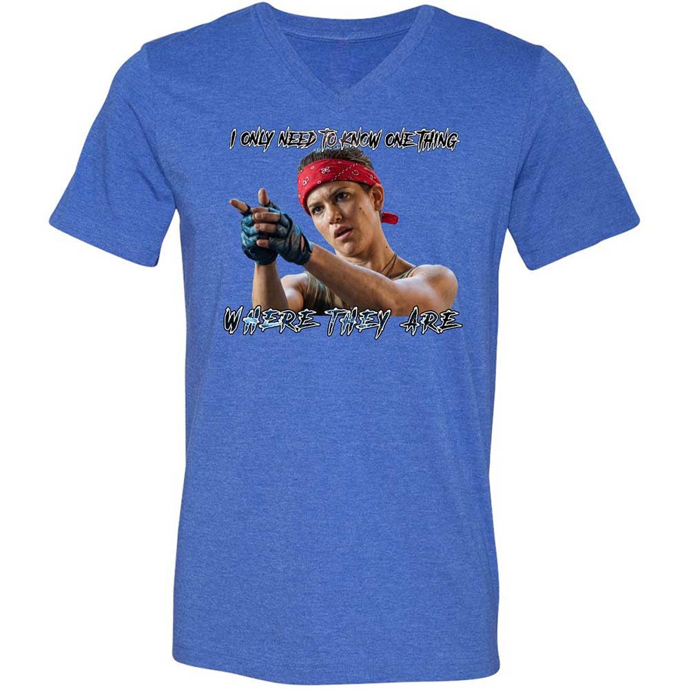 Unisex V-Neck T-Shirt - HF3YK7CA - Heather True Royal - 4