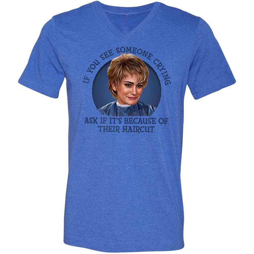 Unisex V-Neck T-Shirt - 8CP7PL58 - Heather True Royal - 4