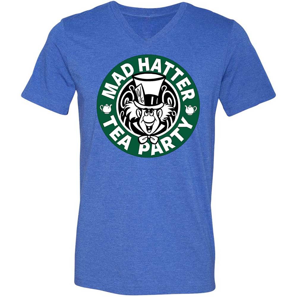 Unisex V-Neck T-Shirt - F5XBNC8B - Heather True Royal - 4