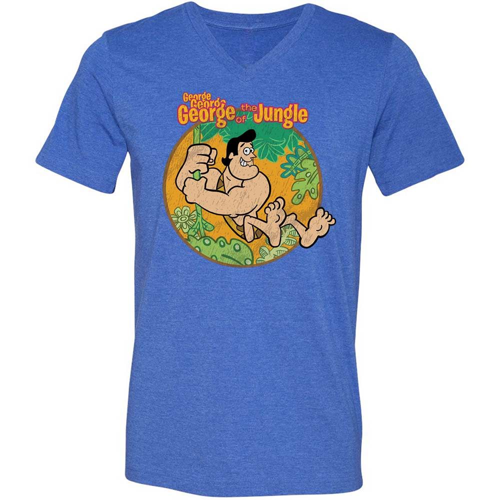 Unisex V-Neck T-Shirt - CK6KDF6D - Heather True Royal - 4