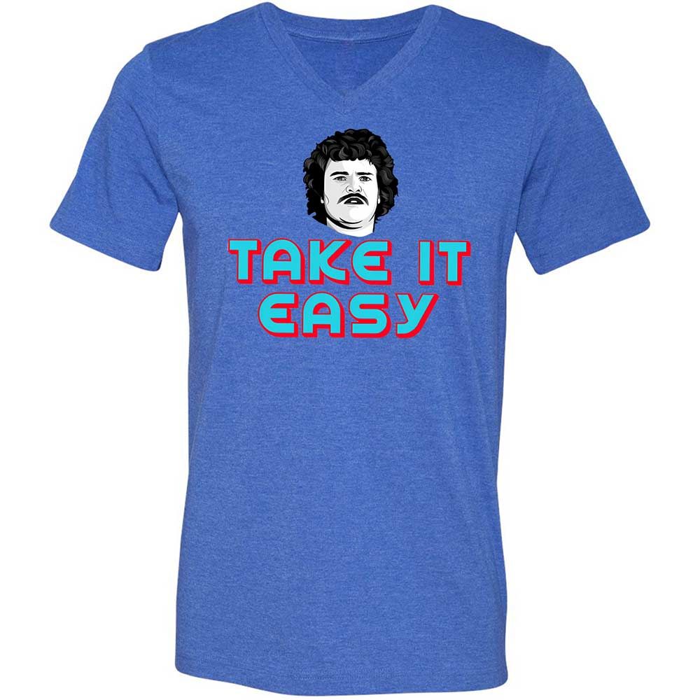 Unisex V-Neck T-Shirt - RJEEG3Y9 - Heather True Royal - 4