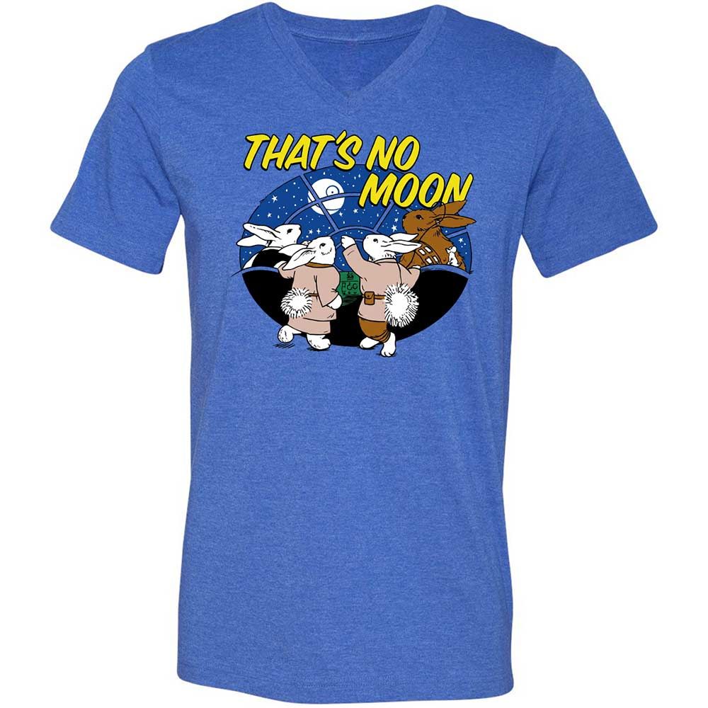 Unisex V-Neck T-Shirt - White - Heather True Royal - 4