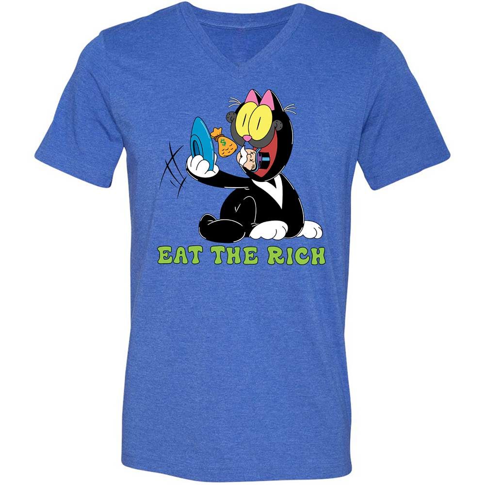 Unisex V-Neck T-Shirt - 8HVVUXP4 - Heather True Royal - 4