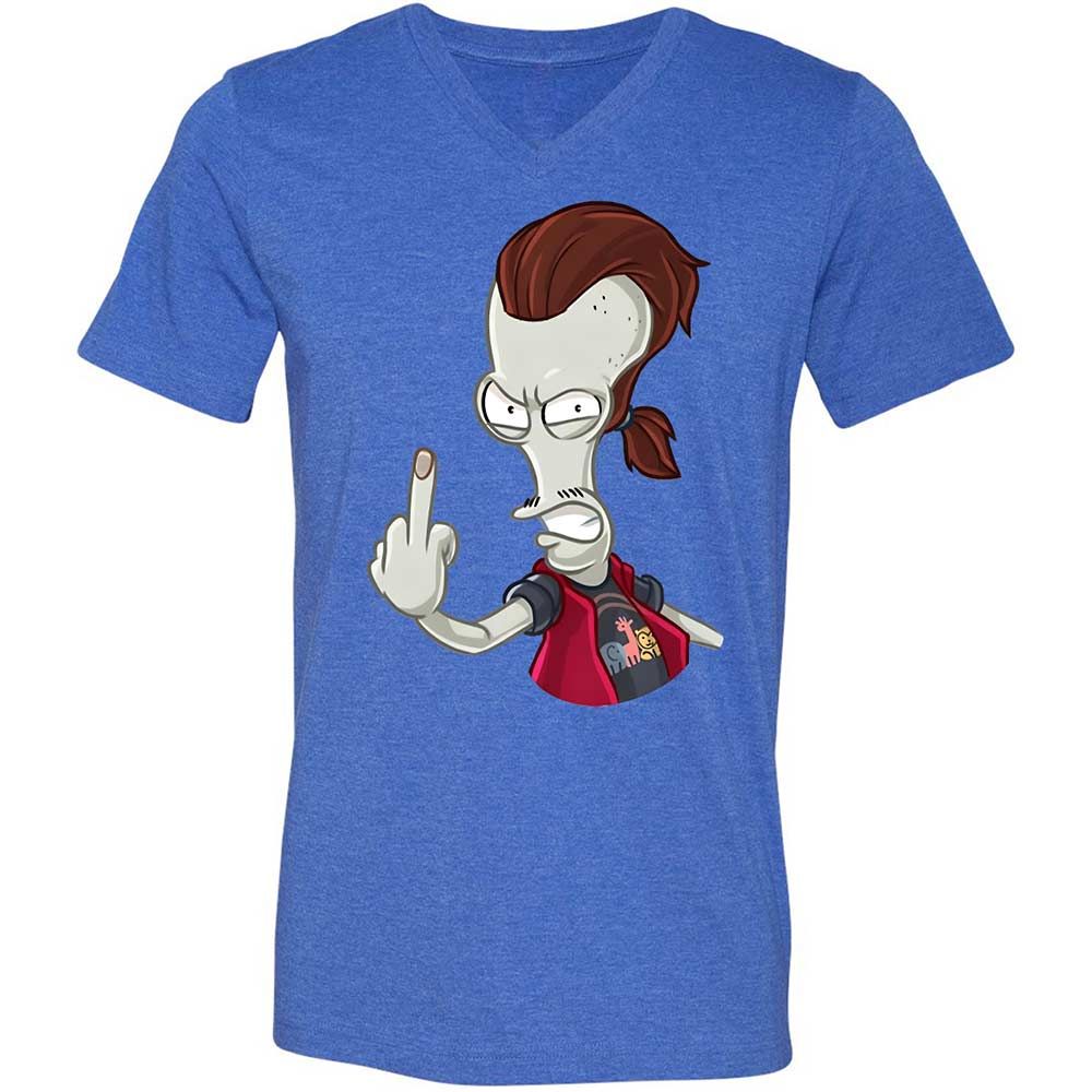 Unisex V-Neck T-Shirt - 9D53CTUE - Heather True Royal - 4
