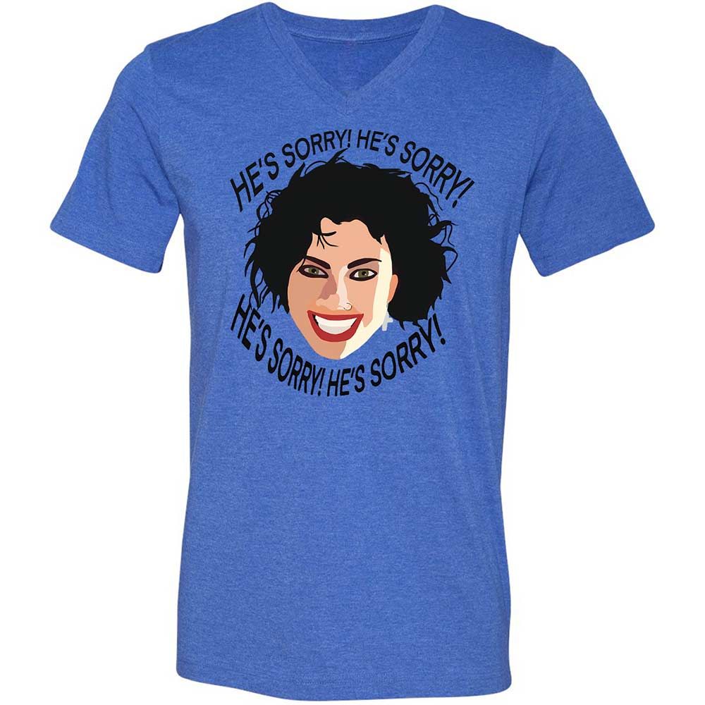 Unisex V-Neck T-Shirt - YQPNK5FU - Heather True Royal - 4