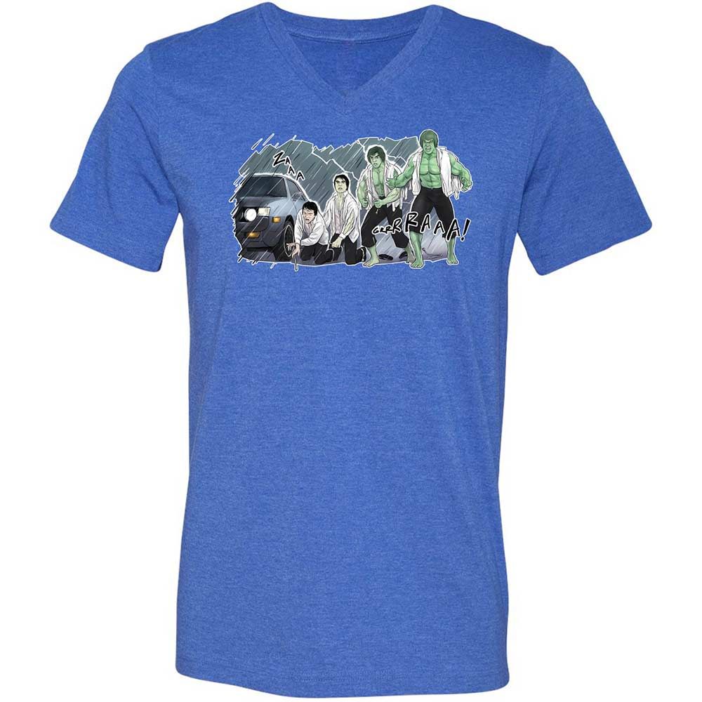 Unisex V-Neck T-Shirt - 3XU1VDUN - Heather True Royal - 4