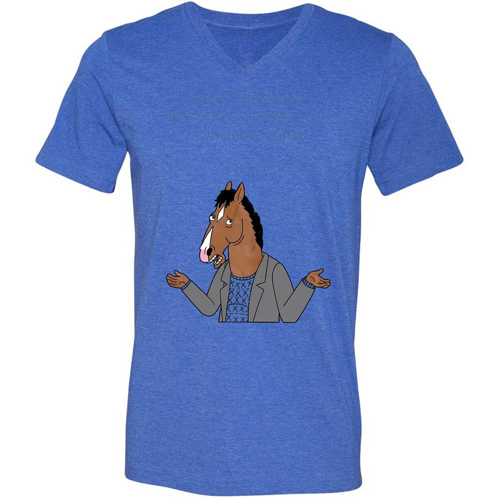 Unisex V-Neck T-Shirt - KKM5A3EK - Heather True Royal - 4