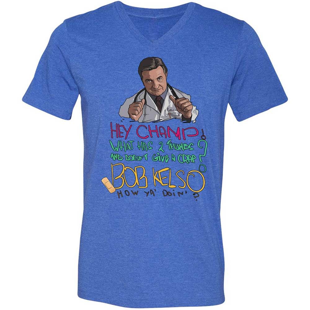 Unisex V-Neck T-Shirt - E8DT6LR6 - Heather True Royal - 4