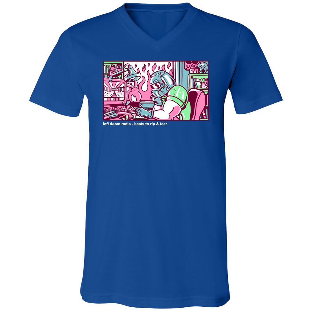 Unisex V-Neck T-Shirt - TUNX2Q7A - True Royal - 4