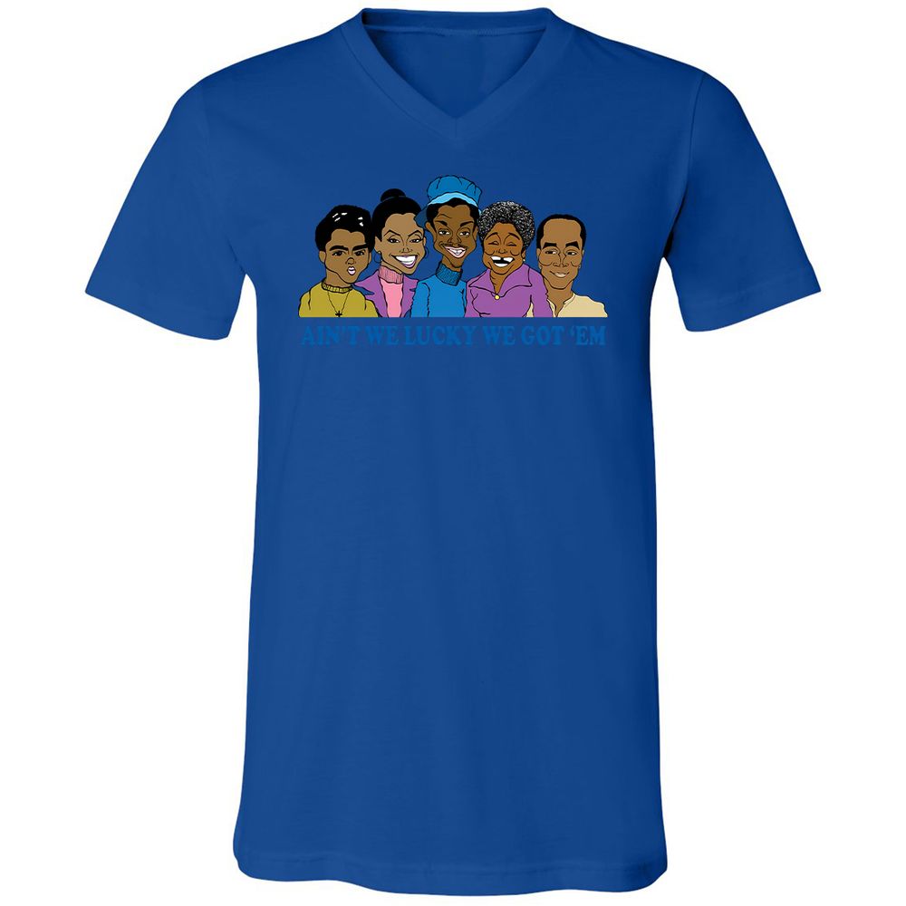 Unisex V-Neck T-Shirt - Q2X1JVQB - True Royal - 4